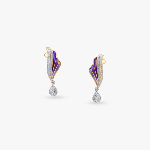 Rising Wing Diamond Drop Earrings