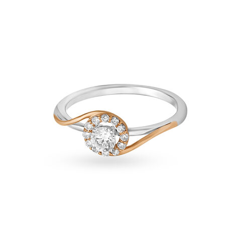 Enchanting 18 Karat White And Rose Gold And Diamond Finger Ring