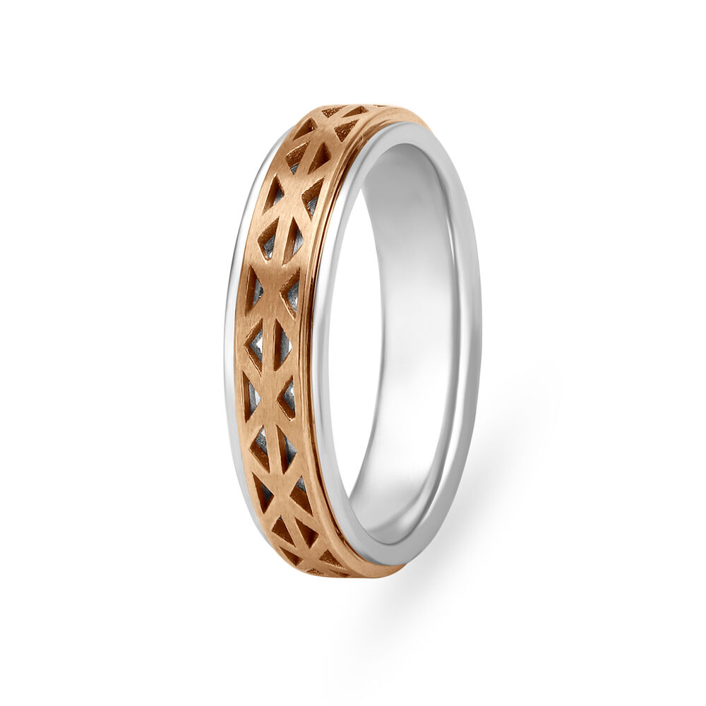 Intriguing 950 Karat Platinum And Rose Gold Lattice Finger Ring
