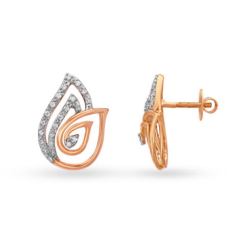Elegant 18 Karat Rose Gold And Diamond Tulip Studs