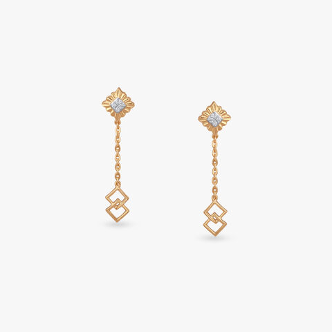 Floating Square Diamond Drop Earrings