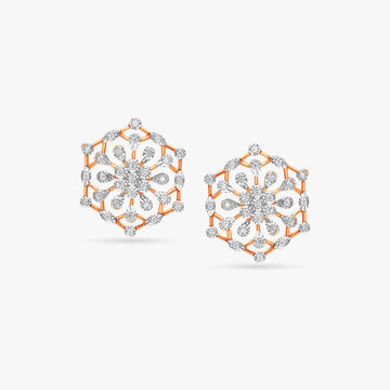Hexagon Diamond Stud Earrings