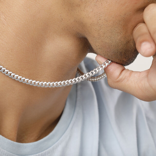 Silver Necklace Platinum Chain For Men's Tanishq Tanishq