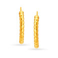22 KT Yellow Gold Minimal Beaded Hoop Earrings,,hi-res image number null