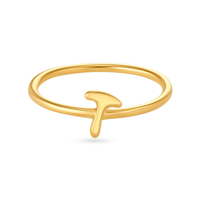Letter T 14KT Yellow Gold Initial Ring,,hi-res image number null