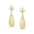 Wonderous Jali Work Two-Toned Drop Earrings in Teardrop Design,,hi-res image number null
