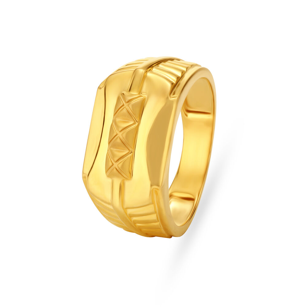 Ethnic Radiant Gold Ring for Men