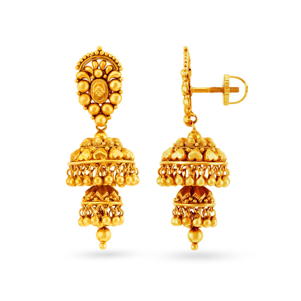 Double layer sales jhumka gold