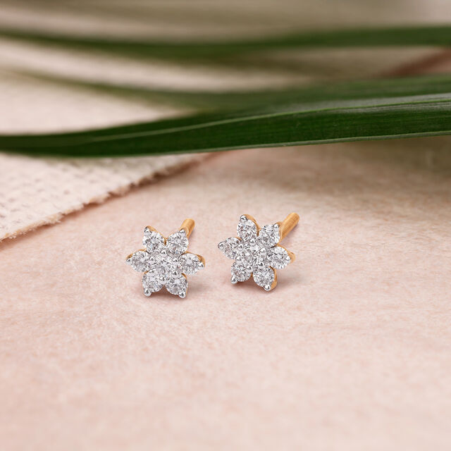 Diamond Flower Stud Tiny Stud Earrings Canada Classic Floral Seven