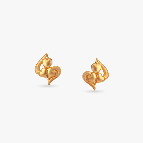 Intertwined Hearts Gold Stud Earrings
