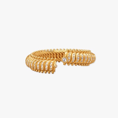 Ribbed Gleam Gold Bangle