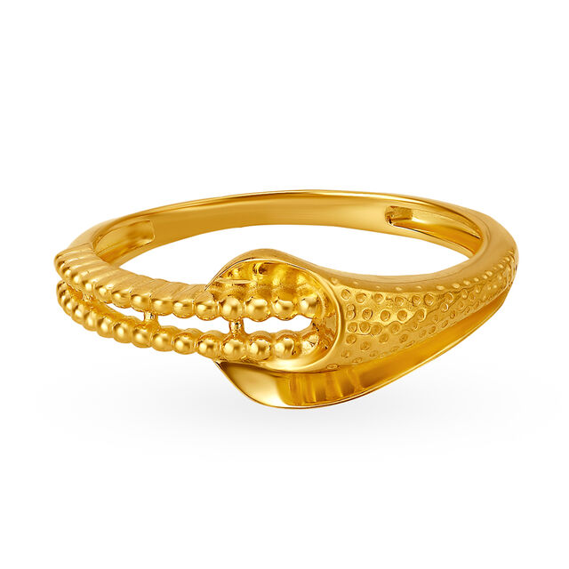 Eccentric Yellow Gold Beaded Finger Ring