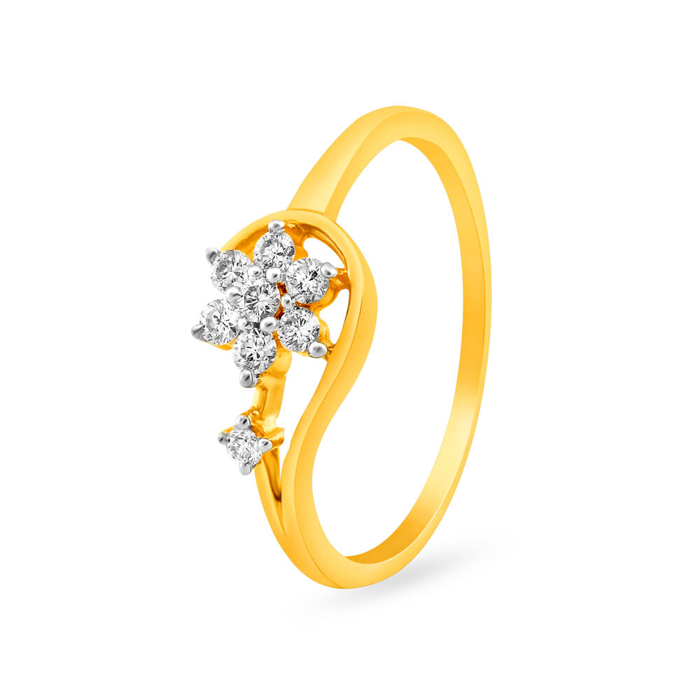 Tanishq 18KT Yellow Gold Diamond Floral Finger Ring at Rs 18990 in Jaipur