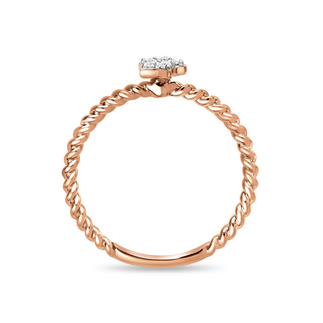 14 KT Rose Gold Star Shaped Diamond Ring,,hi-res image number null