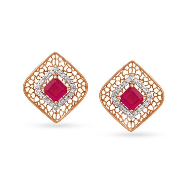 Rose gold geometric earrings Clearance