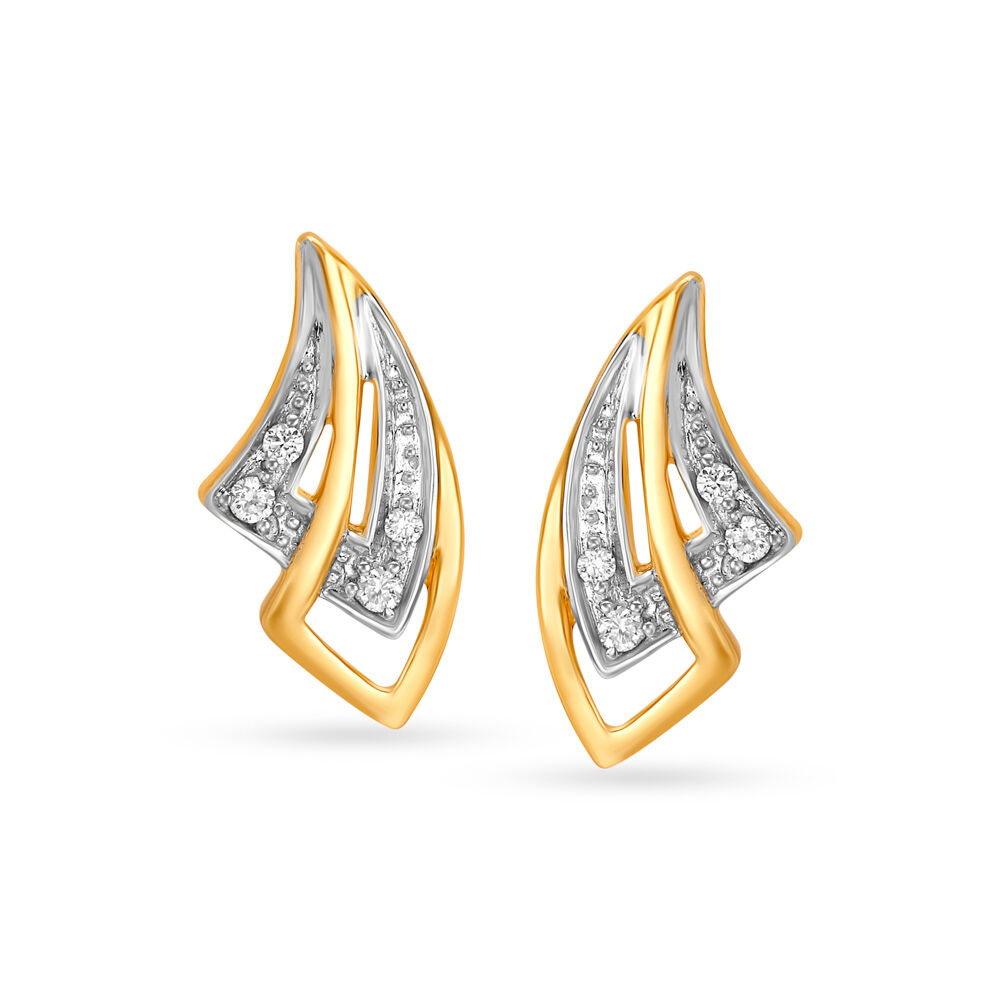 Artistic Diamond Stud Earrings Tanishq Online Store