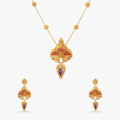 Cosmic Blossom Gold Necklace Set