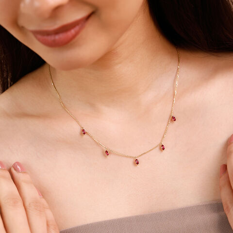 Flowing Graceful Pink Garnet Gold Necklace