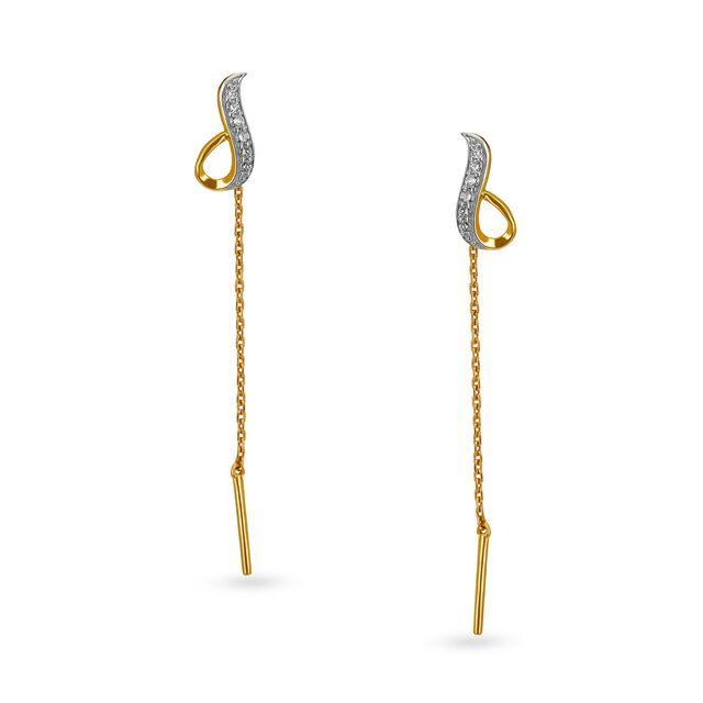 Svelte 18 Karat Yellow Gold And Diamond Earrings,,hi-res image number null