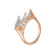 14 KT Sea Wave Diamond Studded Rose Gold Ring,,hi-res image number null