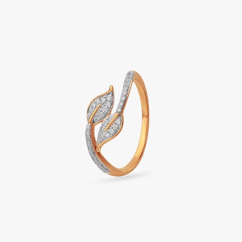 Sculpted Leaf Diamond Ring