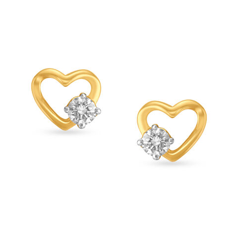 Dainty Heart Stud Diamond Earrings