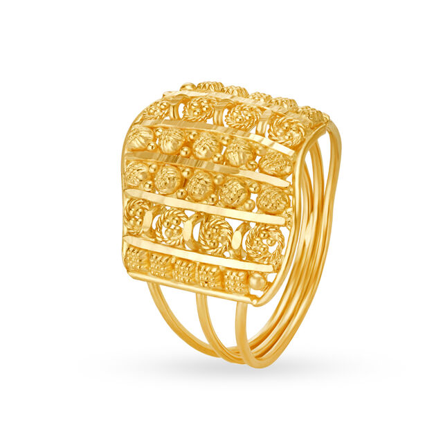 Ravishing 22 Karat Yellow Gold Beaded Finger Ring,,hi-res image number null