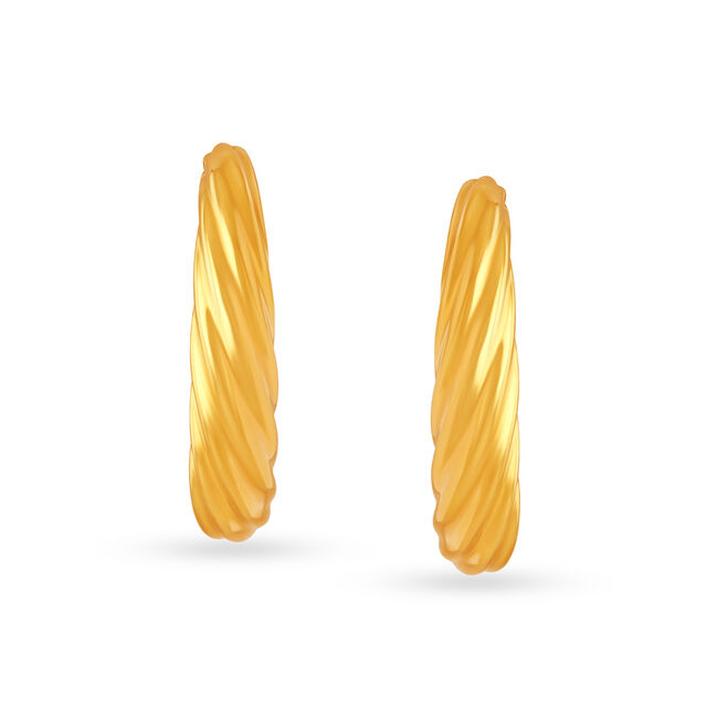22 KT Yellow Gold Twisted Hoop Earrings,,hi-res image number null