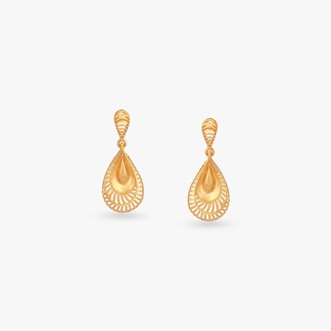 Sculpted Filigree Gold Drop Earrings