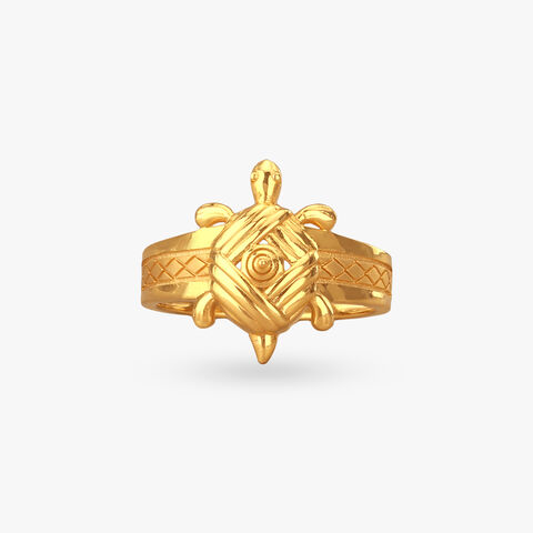Turtle Charm Gold Ring for Men