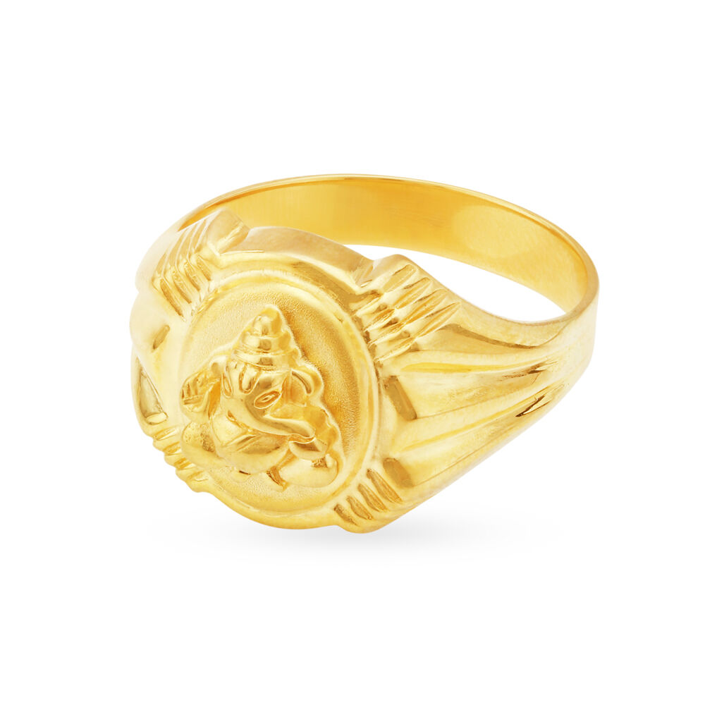 Textured Lord Ganesha Mens Finger Ring