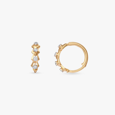 Angular Spark Diamond Hoop Earrings