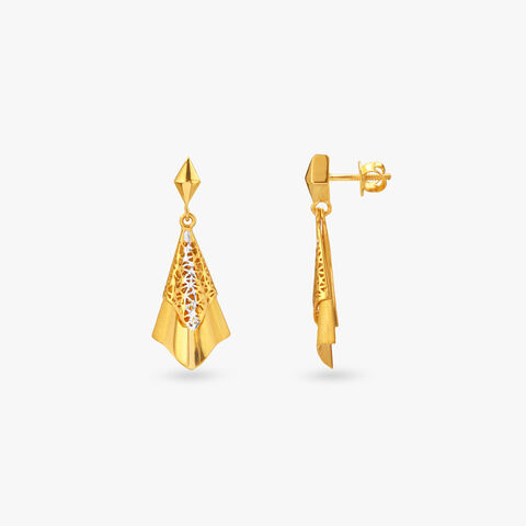 Graceful Fold Gold Drop Earrings