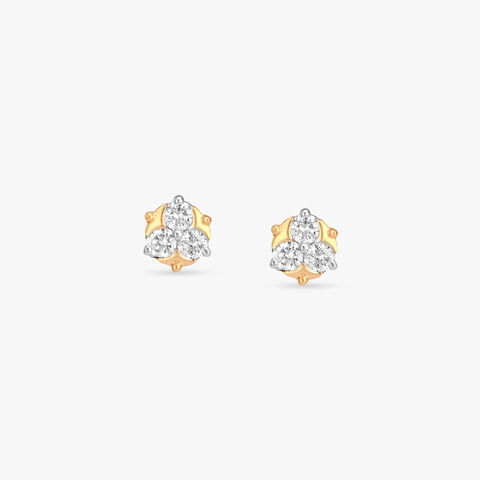 Triple Twinkle Diamond Stud Earrings For Kids