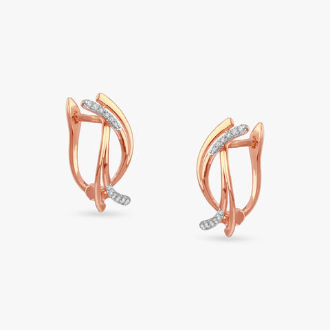 Abstract Curve Diamond Hoop Earrings