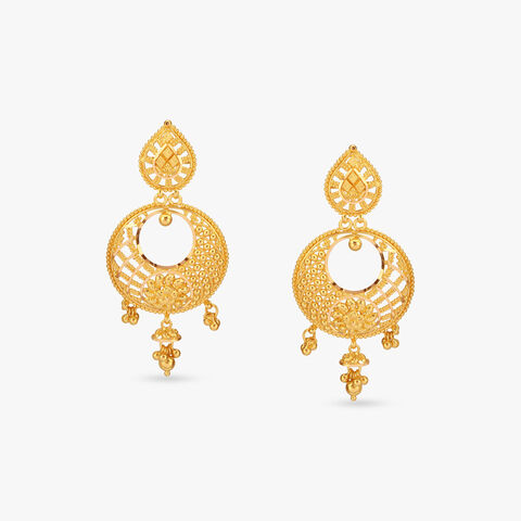 Lustrous Filigree Gold Drop Earrings