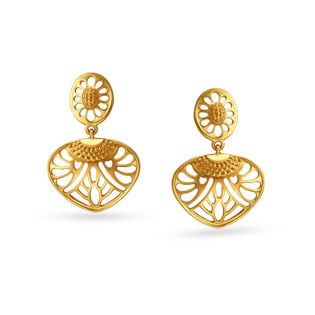 Enchanting Floral Gold Drop Earrings,,hi-res image number null