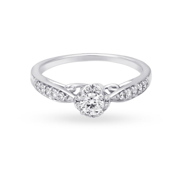 Scintillating 18 Karat White Gold And Diamond Finger Ring,,hi-res image number null