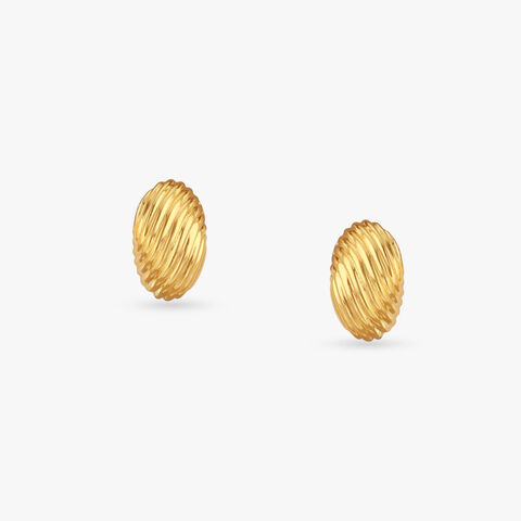 Sculpted Oval Gold Stud Earrings
