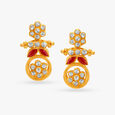 Graceful Floral Motif Ruby Gold Drop Earrings,,hi-res image number null