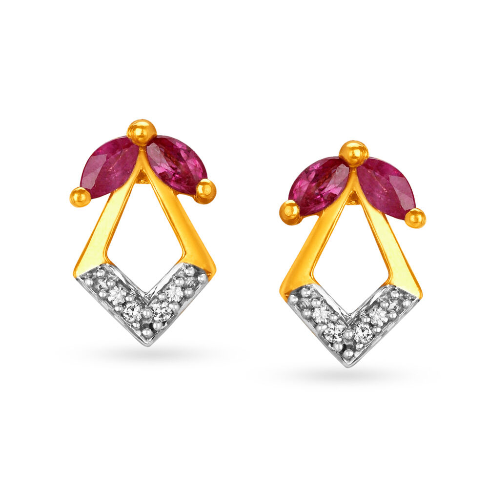 Tanishq ruby new arrivals diamond earrings