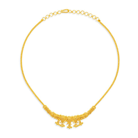 Lavish Yellow Gold Beaded Necklace and Earrings Set