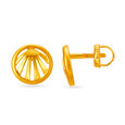 Simple Round with Sun Rays Gold Oval Studs,,hi-res image number null