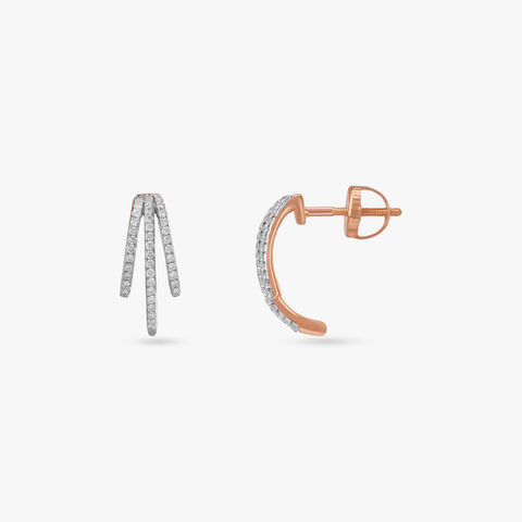 Triple Gleam Diamond Stud Earrings