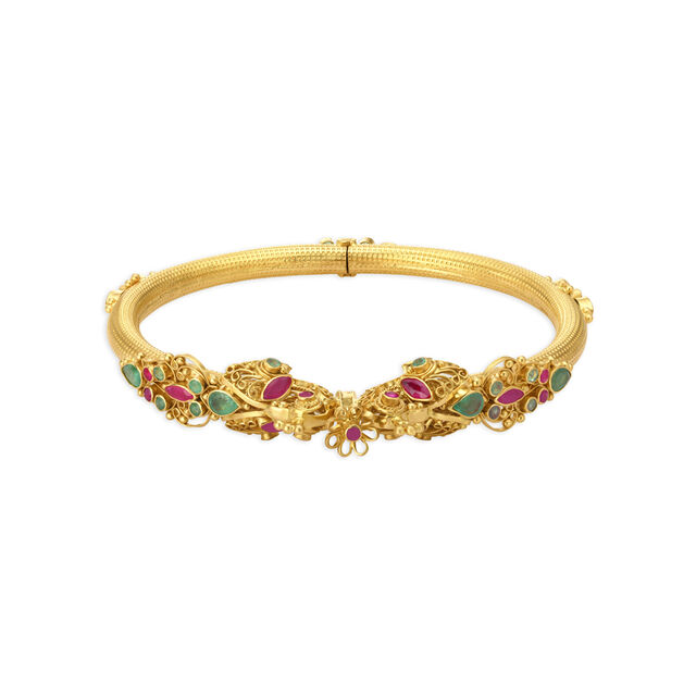 Attractive Emerald and Ruby Gold Kada Bangle,,hi-res image number null