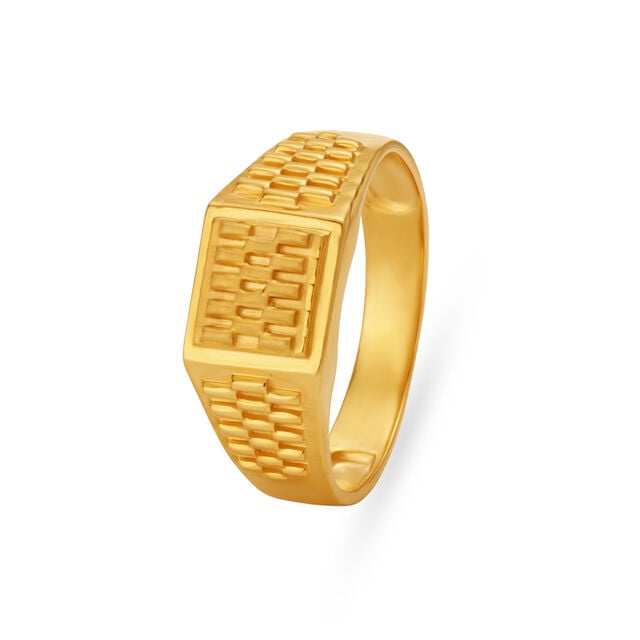 Rugged Textured Gold Finger Ring For Men,,hi-res image number null