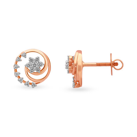 Charming Rose Gold and Diamond Fancy Stud Earrings