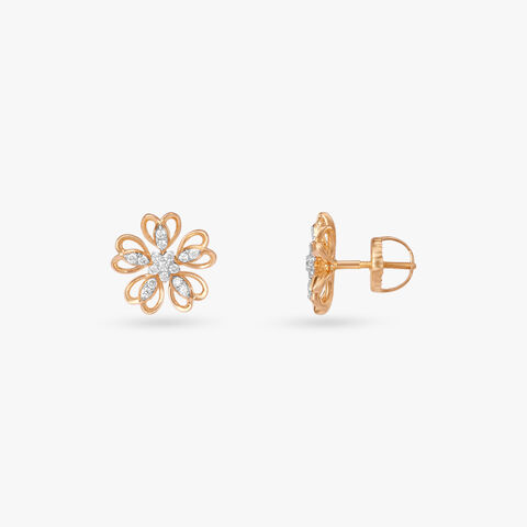 Sparkling Blossom Diamond Stud Earrings