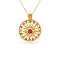 Glamorous Gold Pendant and Earrings Set,,hi-res image number null