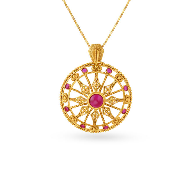 Glamorous Gold Pendant and Earrings Set,,hi-res image number null